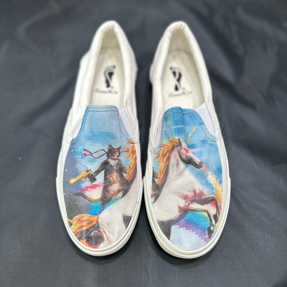 Custom Slide On Shoes - Cat & Unicorn